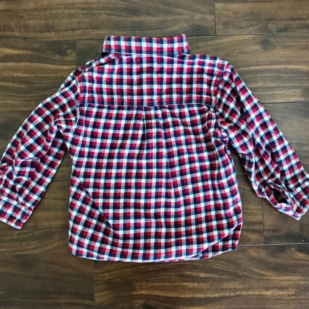 OshKosh B'Gosh Toddler Boy Red Plaid‎ Button-Up Flannel Shirt. Size 3T. Unisex